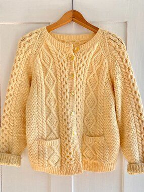 Handmade Cable Knit Cardigan Sweater